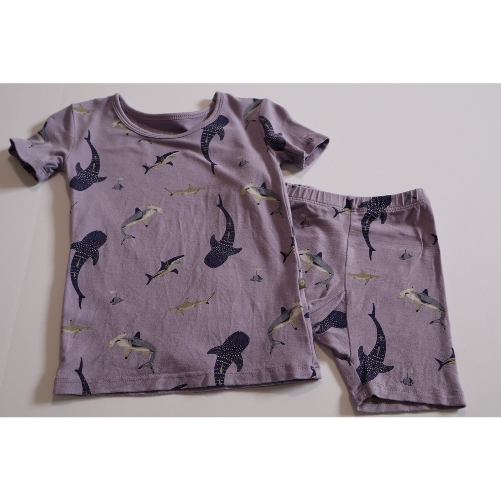 Kyte Baby Taro Shark Bamboo Pajama Set Short Sleeve 2T